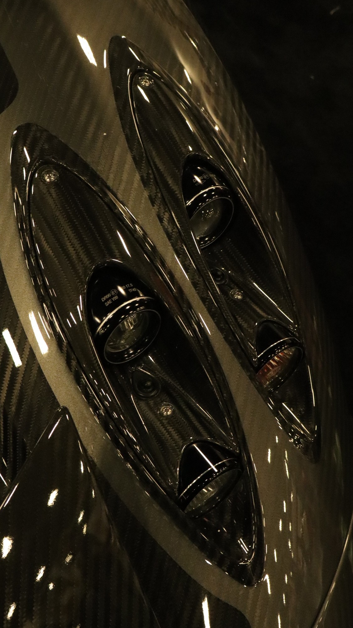 Close-up of sculpted carbon-fiber bodywork